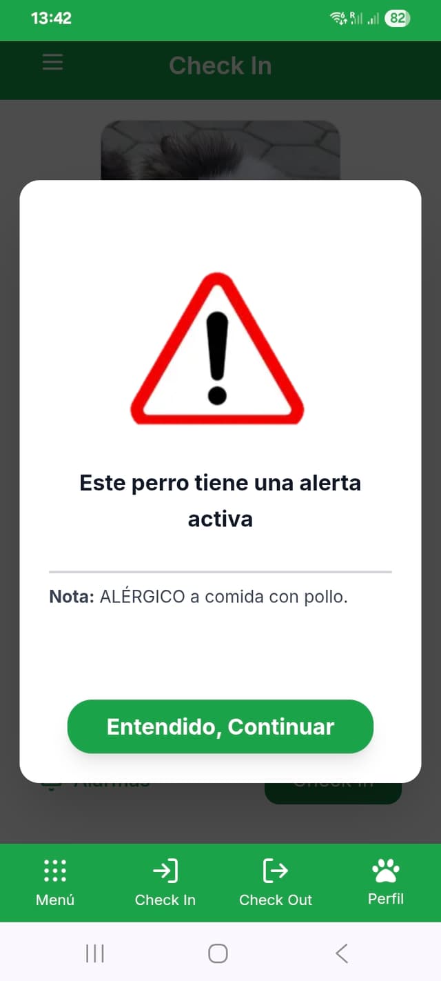 Alerta activa durante el check-in en Bockland